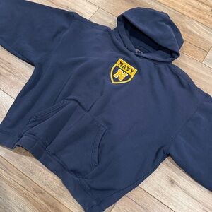 JANSPORT Vintage Dark Blue Navy Oversized Hoodie | Size XL